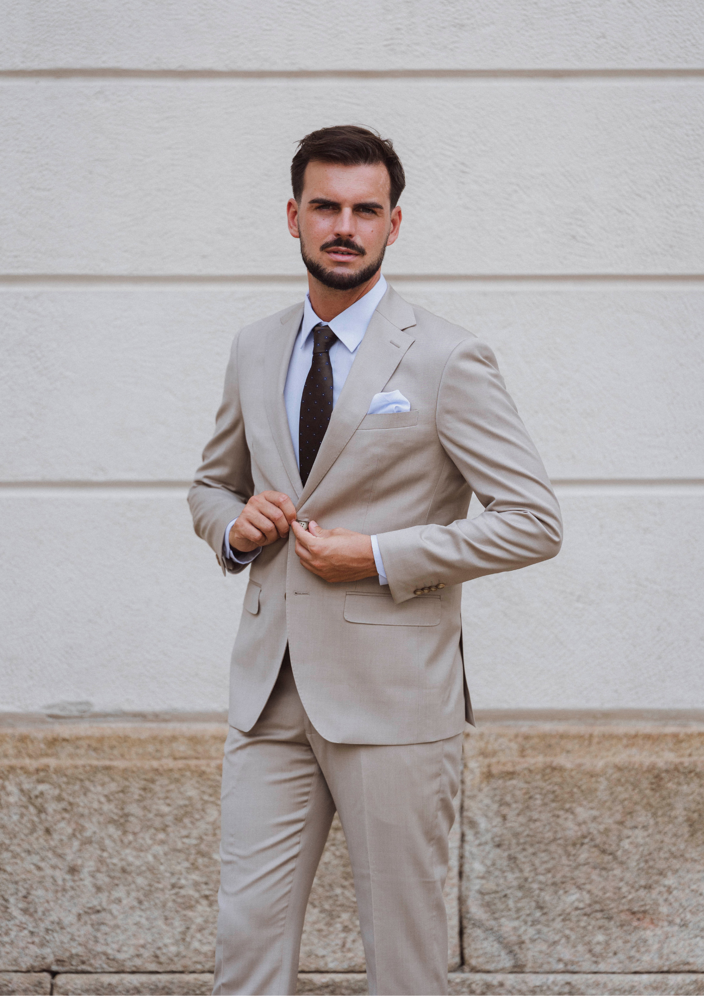 Lazio 112 Beige Wool Stretch Suit Jacket