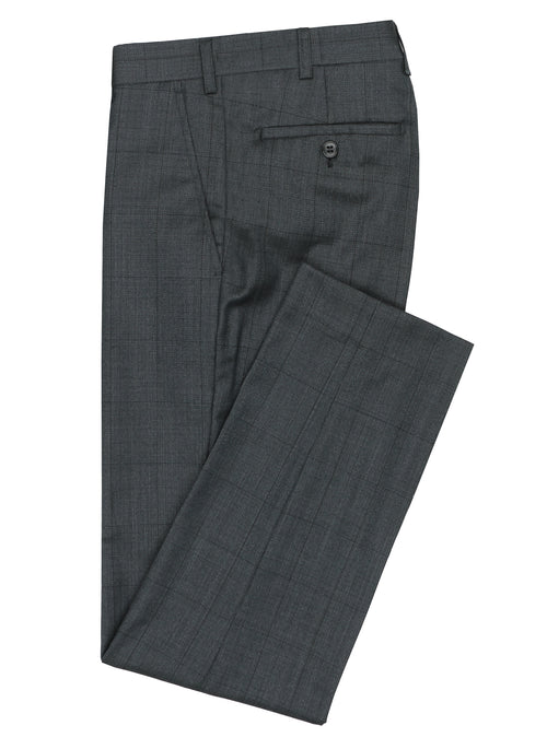 Lyon 107 Charcoal Check Wool Stretch Suit Trouser