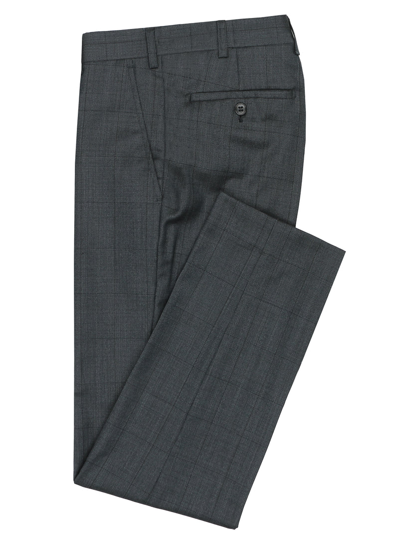 Lyon 107 Charcoal Check Wool Stretch Suit Trouser