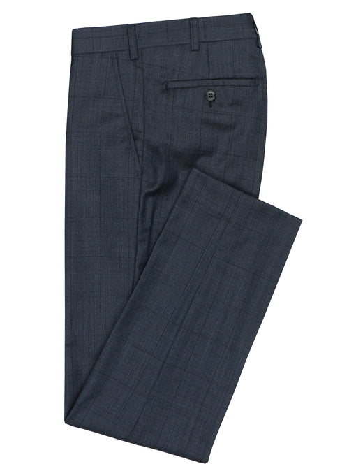 Lyon 107 Blue Check Wool Stretch Suit Trouser
