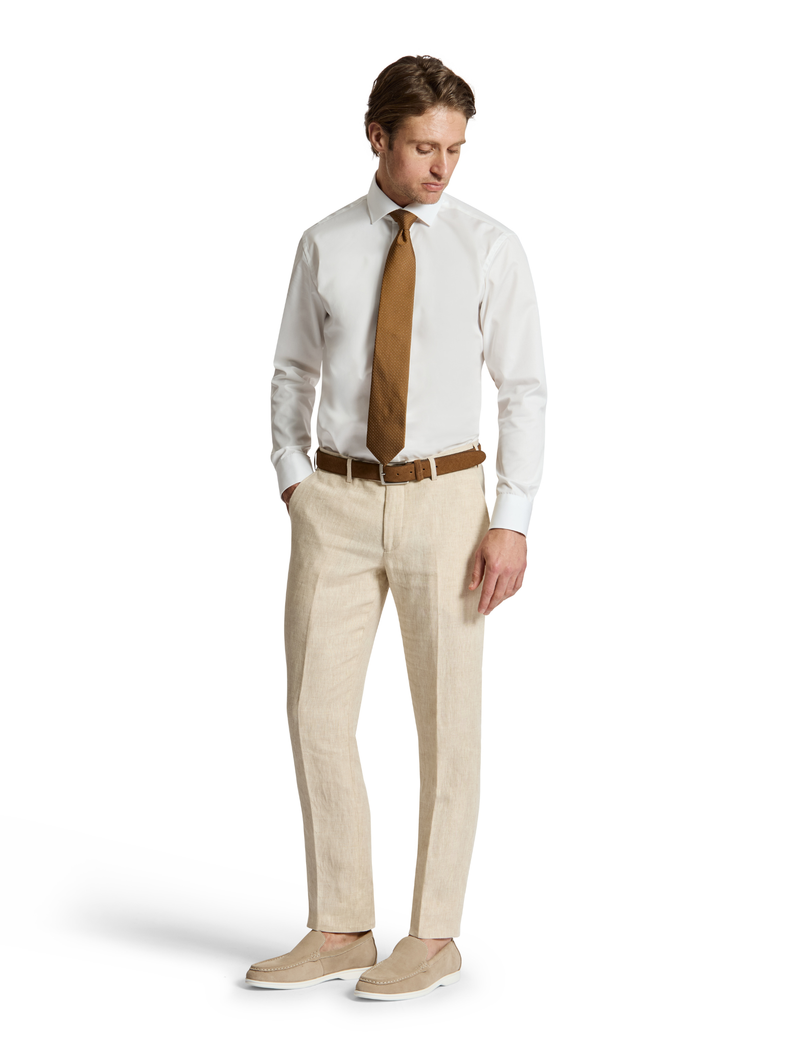 Edward 339 Sand Linen Trouser