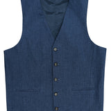 Ryan 340 Blue Linen Cotton Stretch Waistcoat