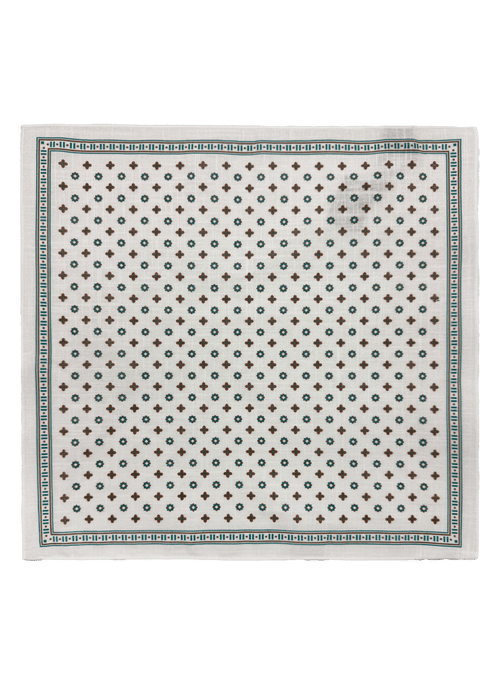 Alabaster Ivory Rosette Cotton Pocket Square