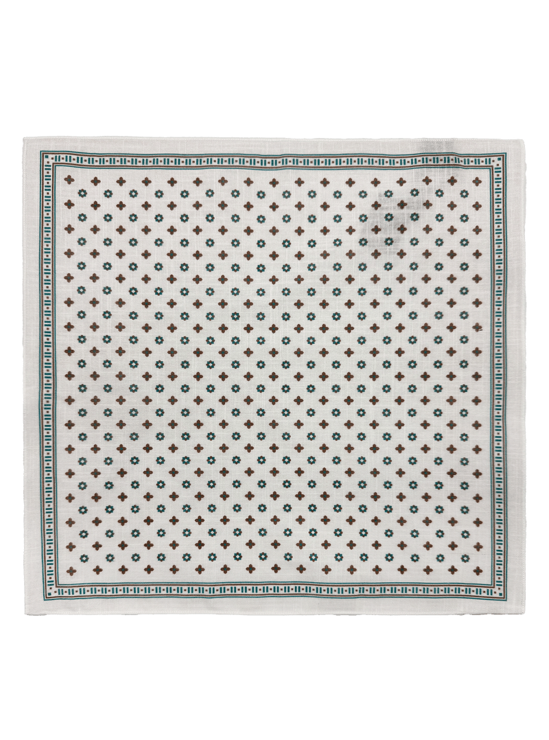 Alabaster Ivory Rosette Cotton Pocket Square