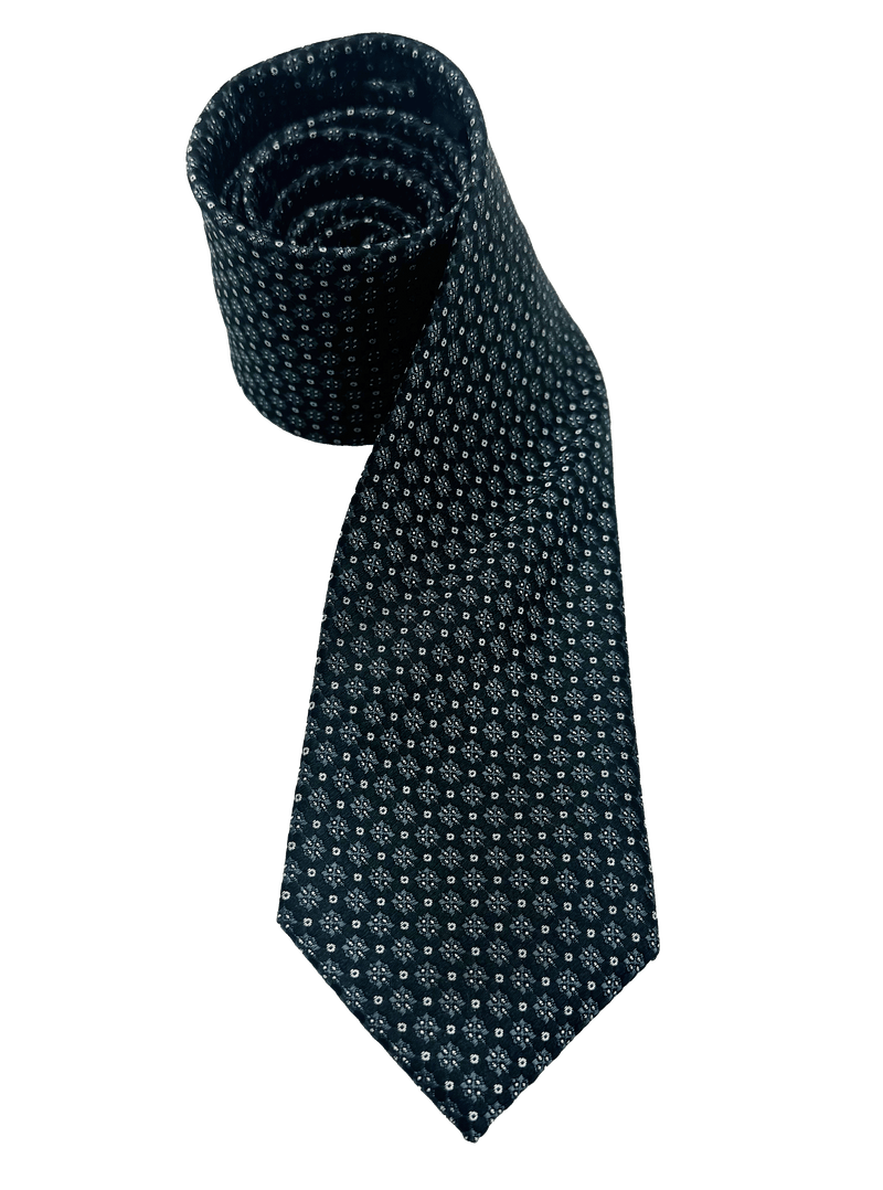 Black Octagram Print Silk Tie