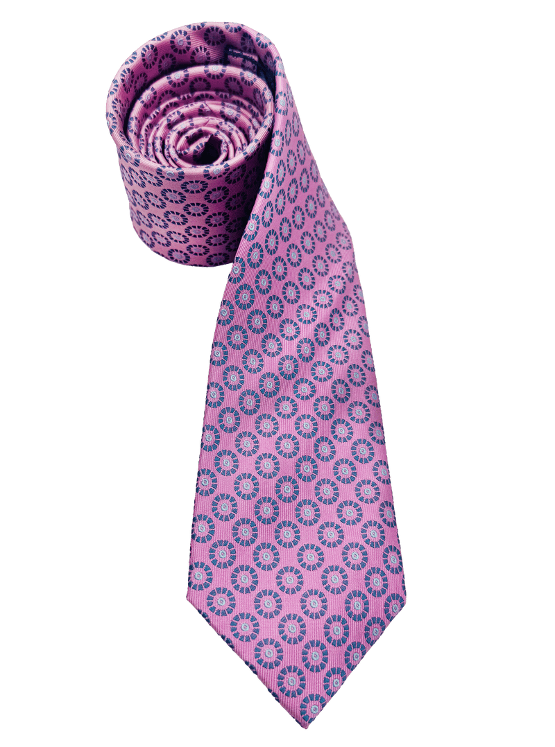 Pink Circle Print Silk Tie