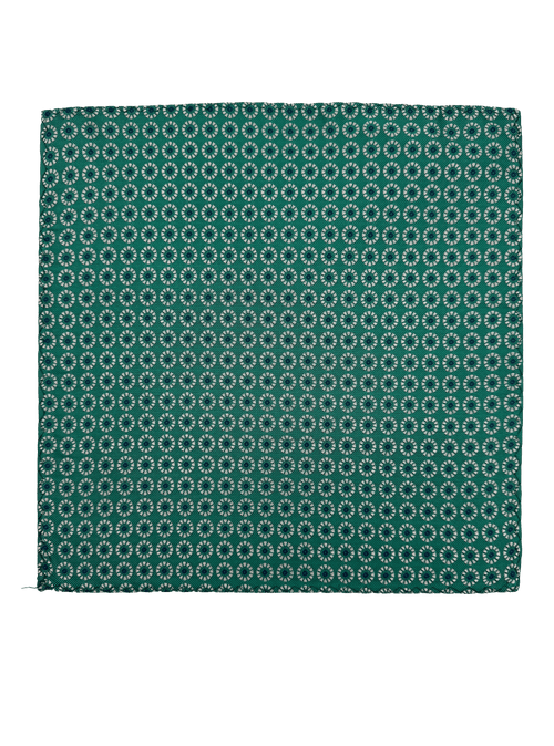 Green Circle Print Silk Pocket Square