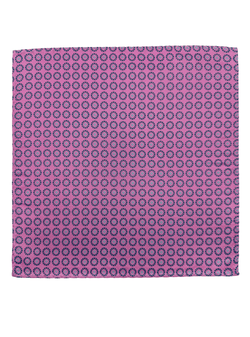 Pink Circle Print Silk Pocket Square