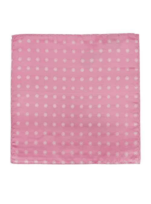 Pink Floral Print Silk Pocket Square