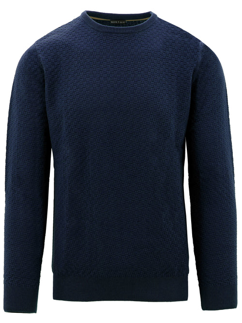 Navy Crew Crossweave Textured Knit