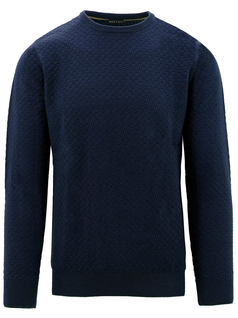 Navy Crew Crossweave Textured Knit
