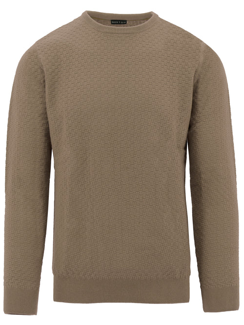 Camel Crossweave Textured Crew Knit