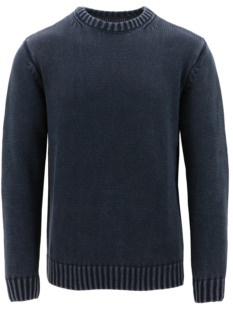 Navy Woven Crew Knit
