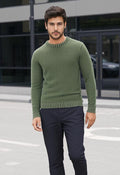 Green Woven Crew Knit