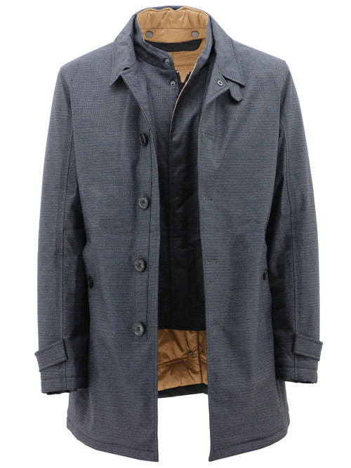 Norwich Grey Microchecked Overcoat