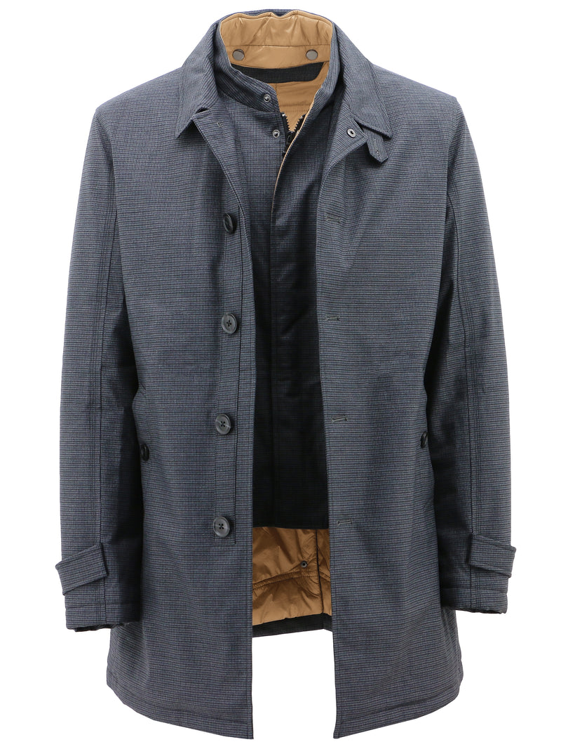 Norwich Grey Microchecked Overcoat