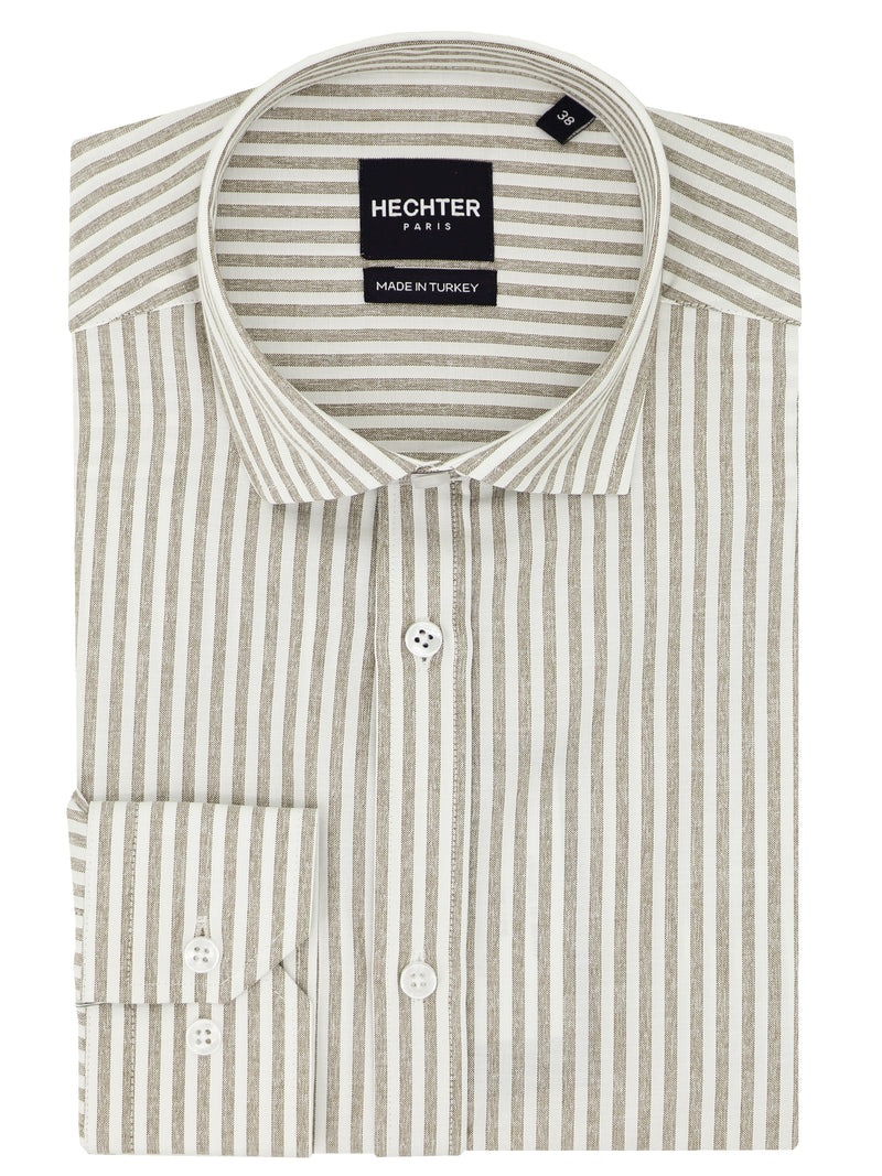 Jacque Business Brown Striped Shirt