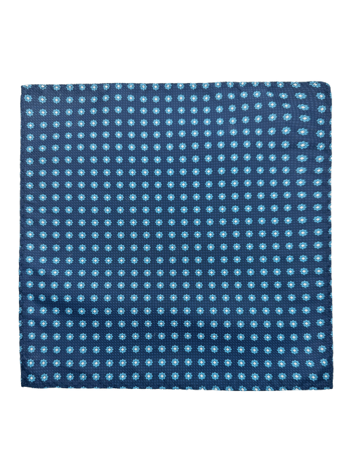 Canal Navy Aqua Rosette Pocket Square