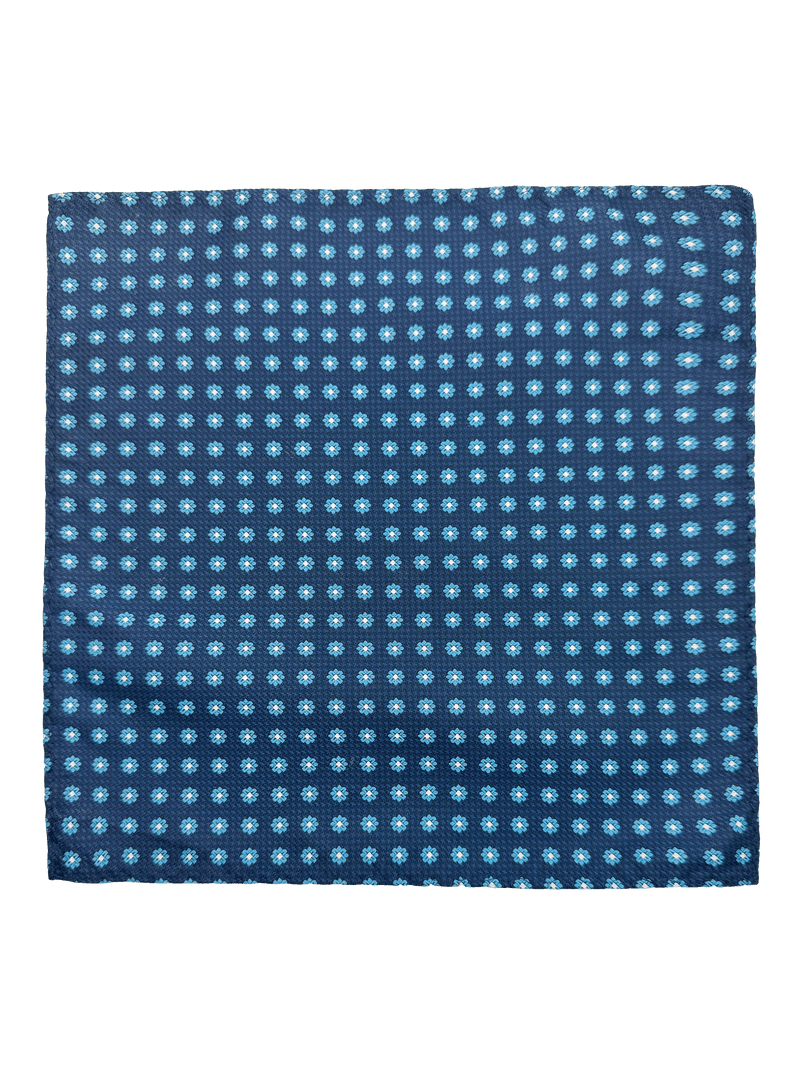 Canal Navy Aqua Rosette Pocket Square
