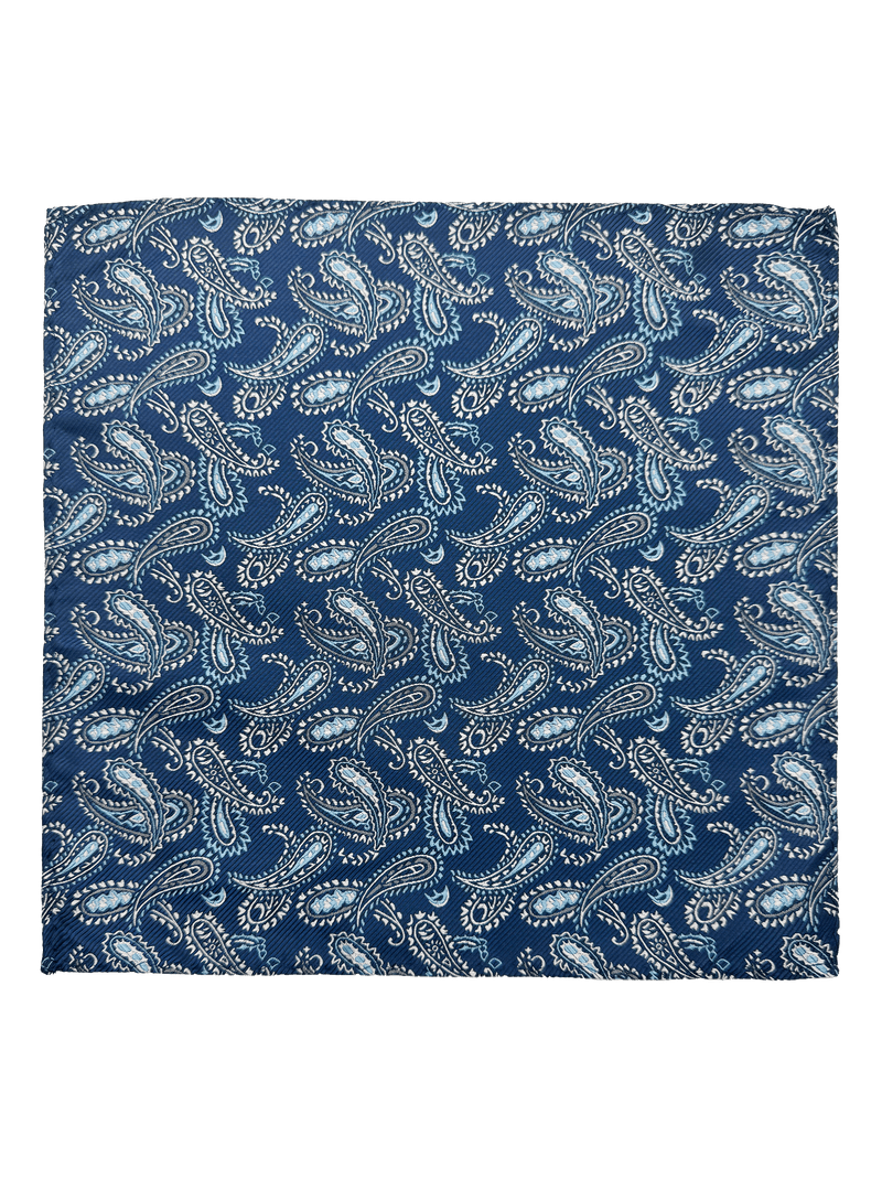 Gramercy Blue Paisley Pocket Square