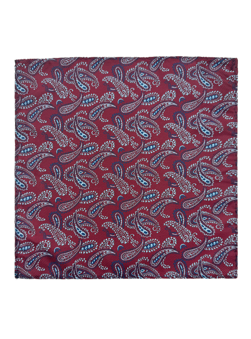 Gramercy Burgundy Blue Paisley Pocket Square