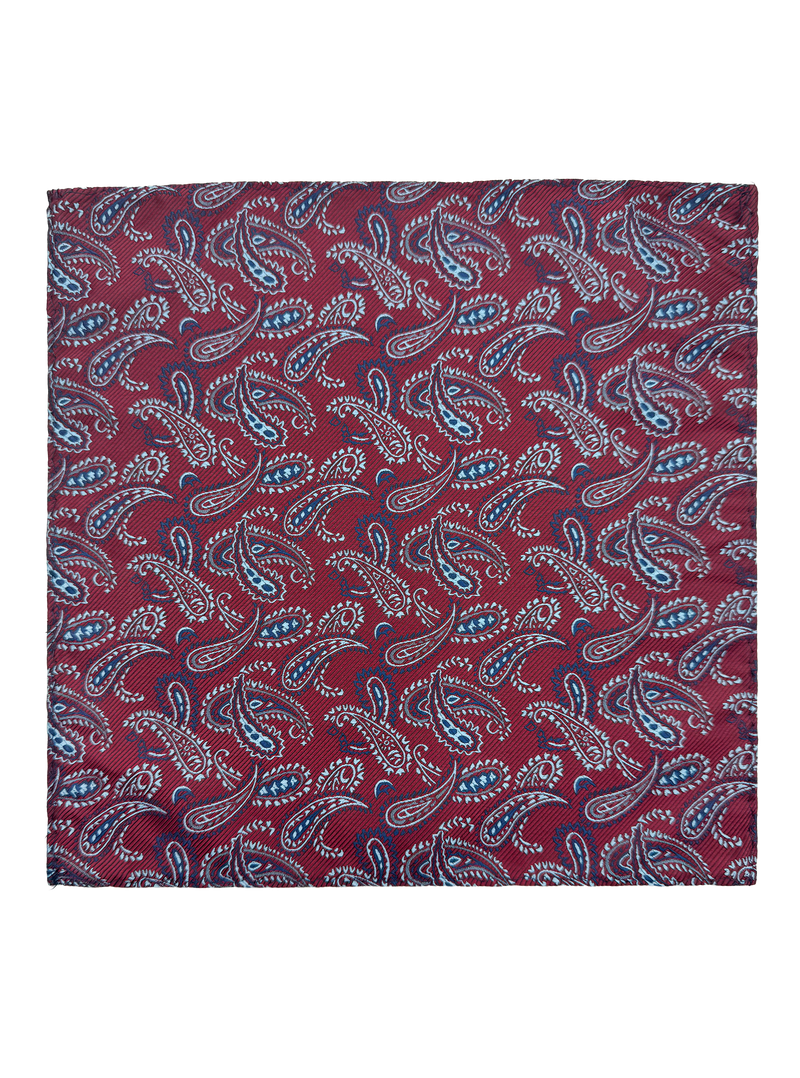Gramercy Burgundy Blue Paisley Pocket Square