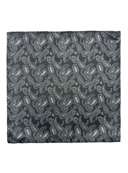 Gramercy Black Paisley Pocket Square