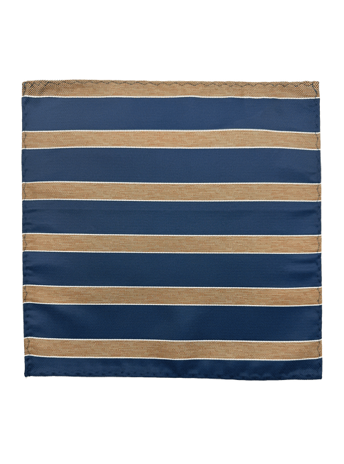 Stuyvesant Navy Taupe Striped Pocket Square