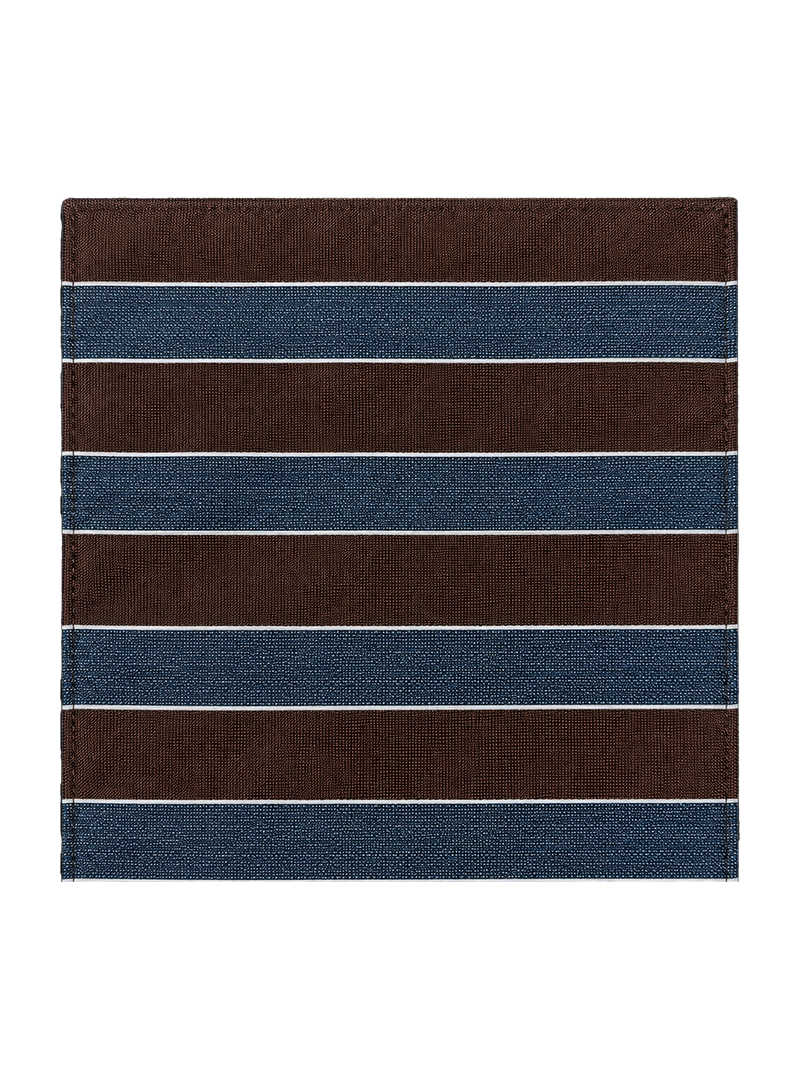 Stuyvesant Brown Denim Blue Striped Pocket Square
