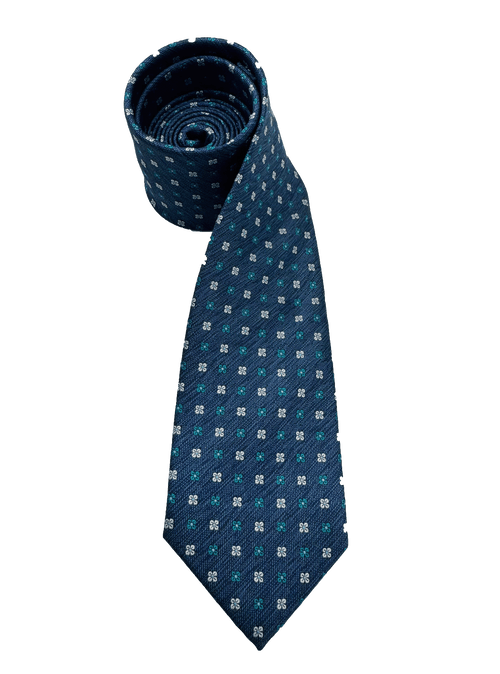 Delmonico Blue Neat Floral Motif Tie