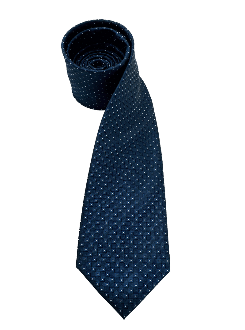 Roosevelt Navy Dot Grid Tie