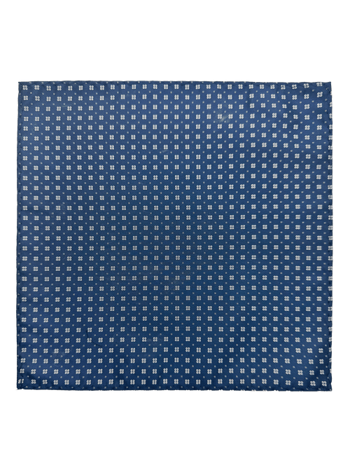 Carnegie Navy White Dot Grid Motif Pocket Square