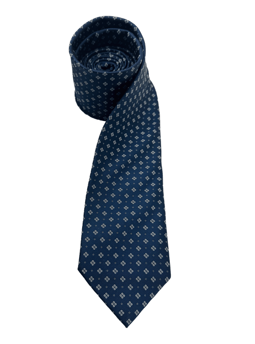 Carnegie Navy White Dot Grid Motif Tie