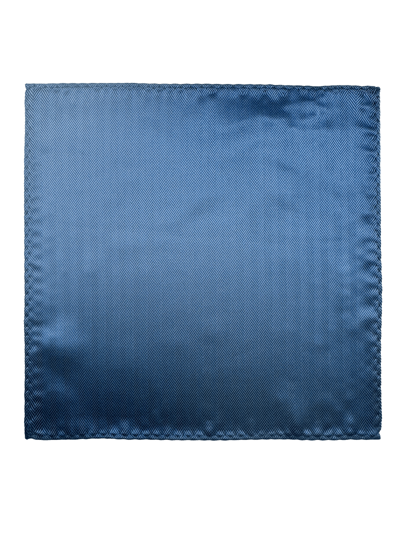 Prince Blue Herringbone Pocket Square