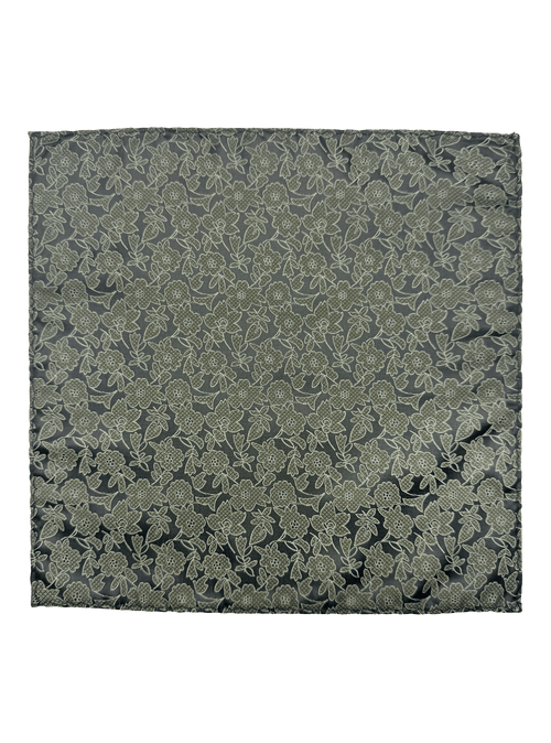 Fifth Black Khaki Floral Pocket Square