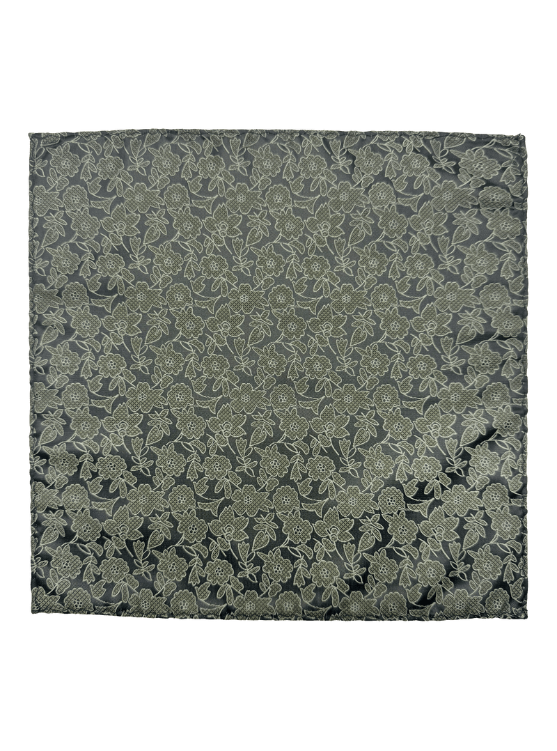 Fifth Black Khaki Floral Pocket Square
