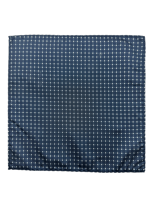 Nassau Navy White Dot Cross Motif Pocket Square