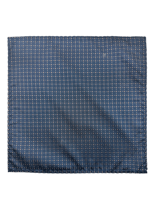 Nassau Navy Brown Dot Cross Motif Pocket Square