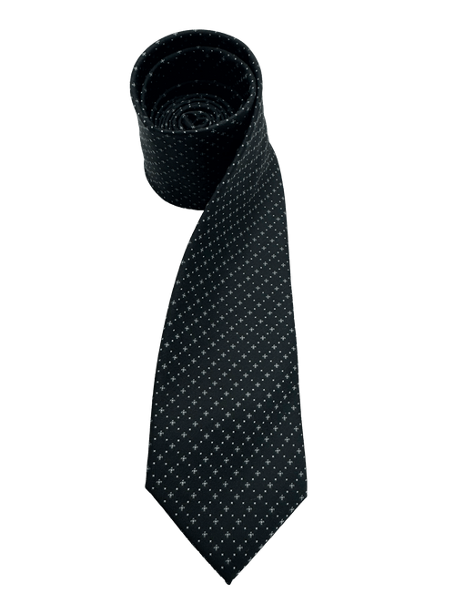 Nassau Black White Dot Cross Motif Tie