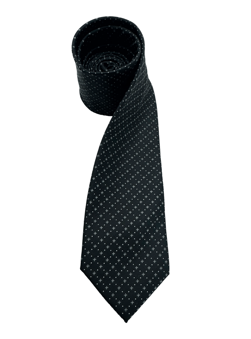 Nassau Black White Dot Cross Motif Tie