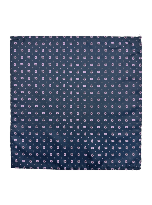 Riverside Navy Purple Floral Motif Pocket Square