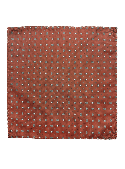 Riverside Orange Grey Floral Motif Pocket Square