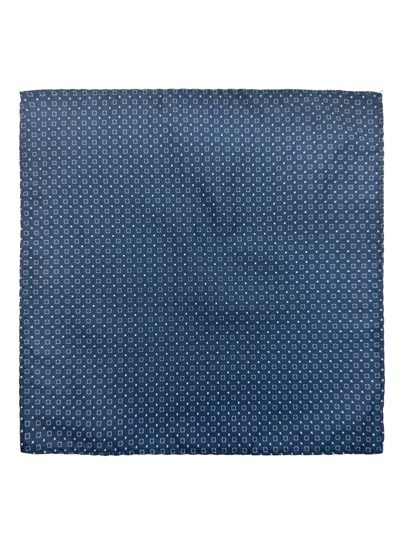 Perry Blue Rosette Pocket Square