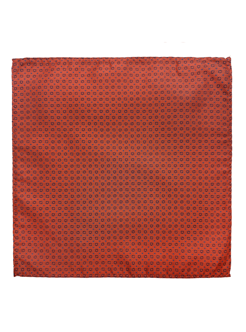 Perry Orange Navy Rosette Pocket Square