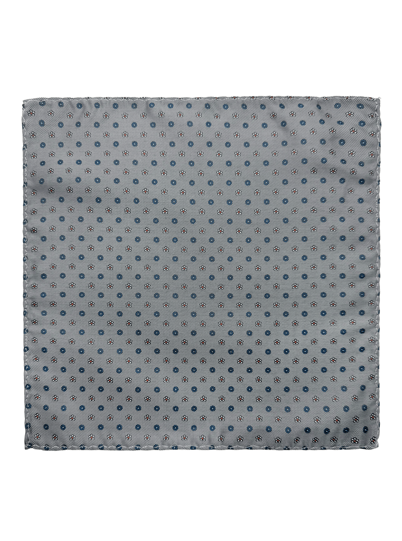 Chambers Gunmetal Navy Floral Motif Pocket Square