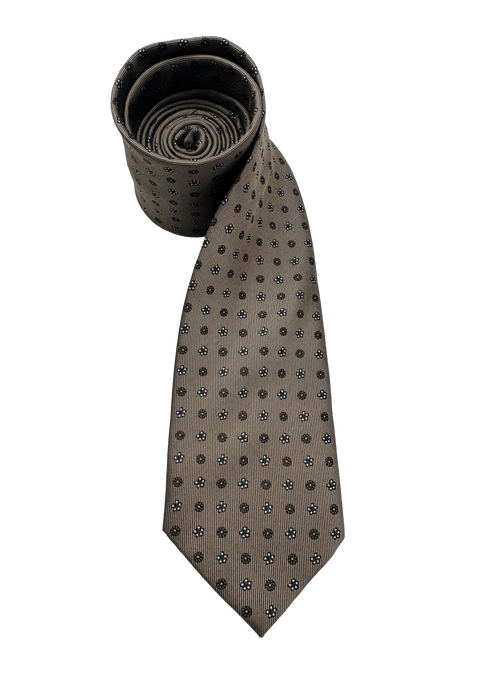 Chambers Brown White Floral Motif Tie