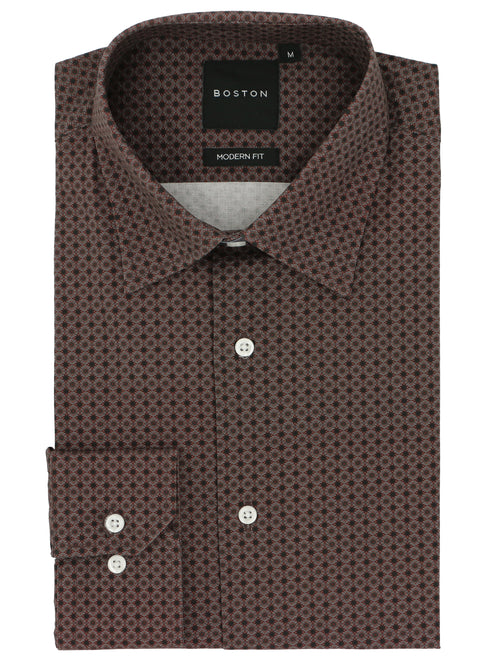 Lennox Brown Tile Printed Stretch Shirt
