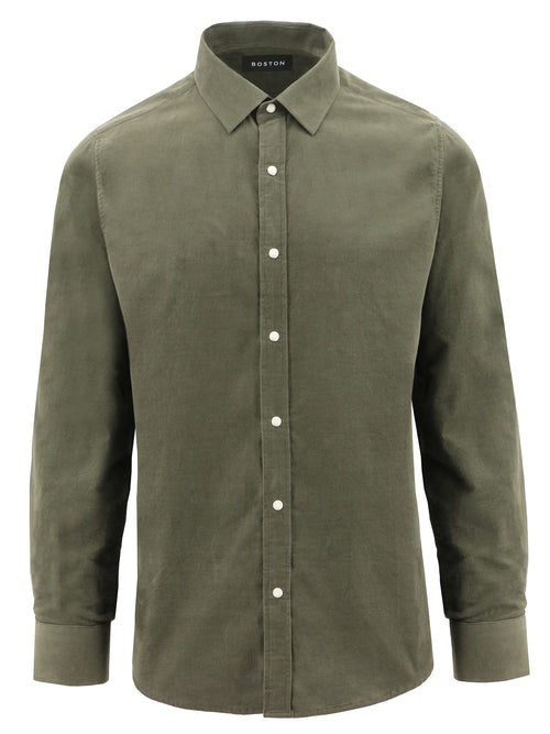 Millis Olive Fine Wale Cord Cotton Shirt