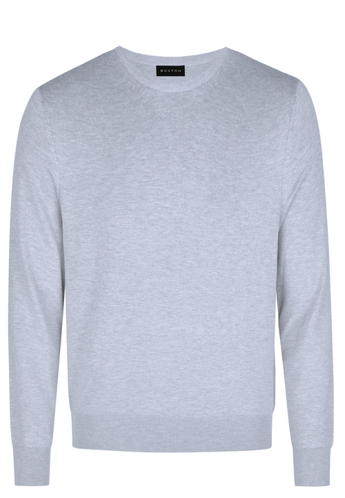 Grey Merino Wool Crew Knit Jumper