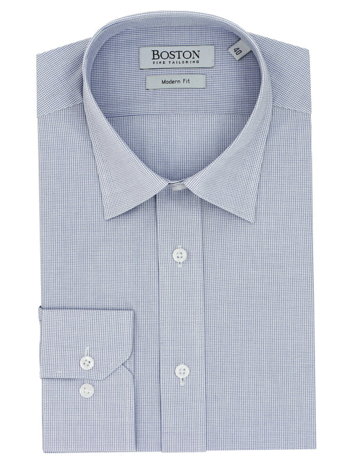 Liberty Business Blue Microchecked Cotton Shirt